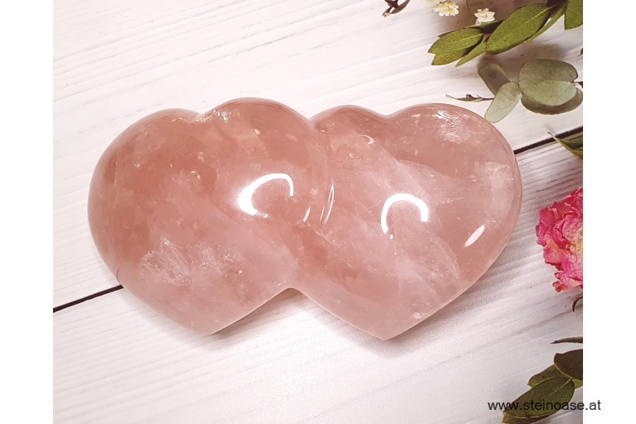 Doppel-Herz Rosenquarz 'groß'